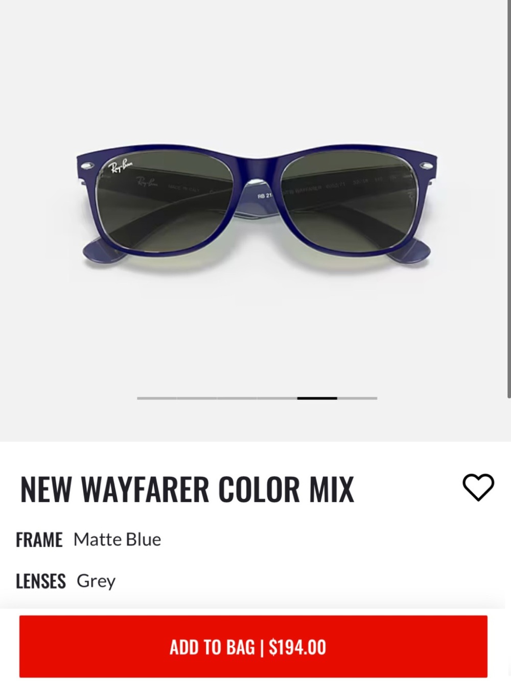 Ray-Ban Unisex Blue Frame Sunglasses with Dark Lenses